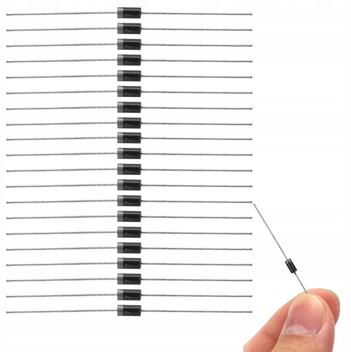 Rosfix Gelijkrichtdiode 1N4007 DO41 - Overspanningsbestendig - 1000V 1A - Voor Elektronica 20 Stuks