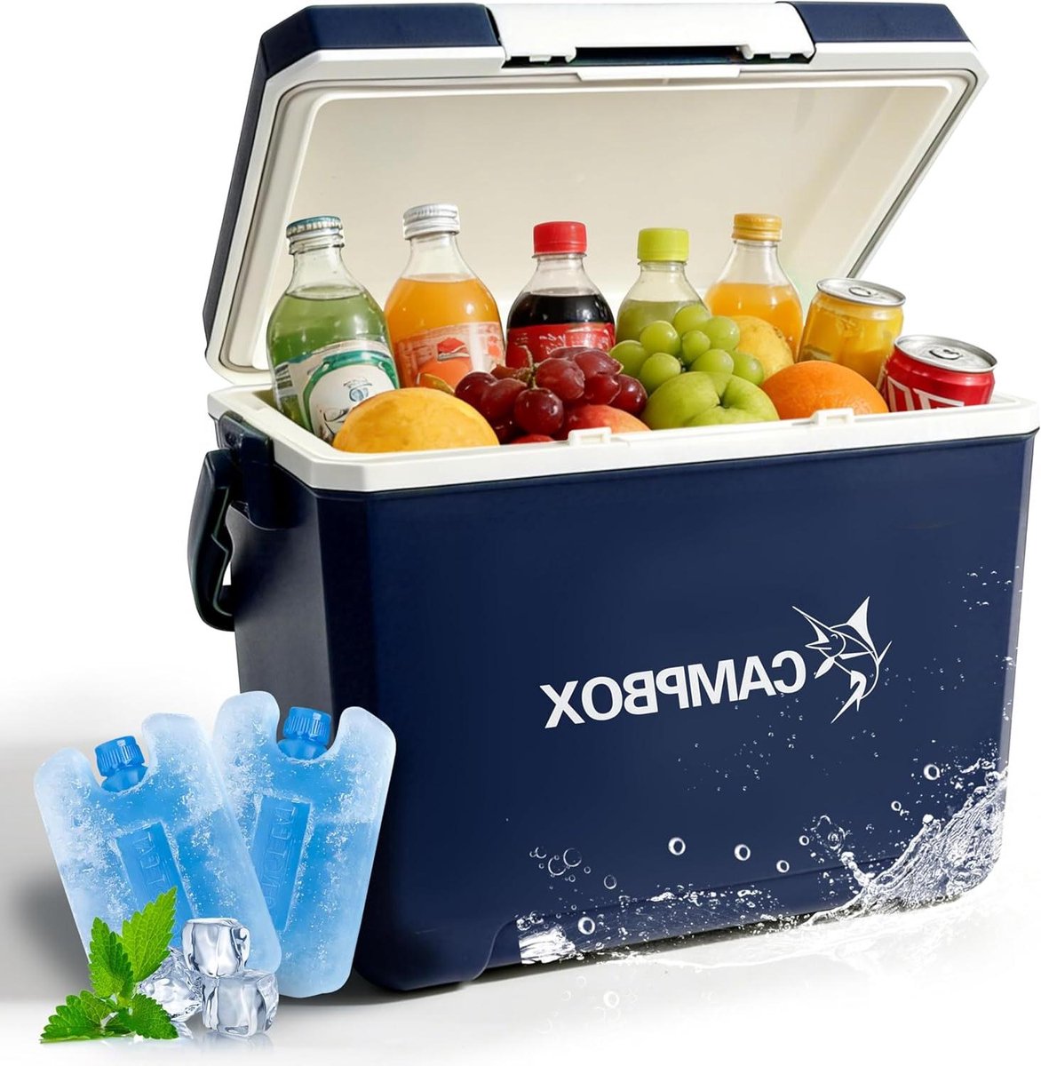 Koelbox Passief - Thermobox Isolatiebox - Eten Vers Houden - Inclusief 2 Koelaccu's - 24 Liter - Donkerblauw