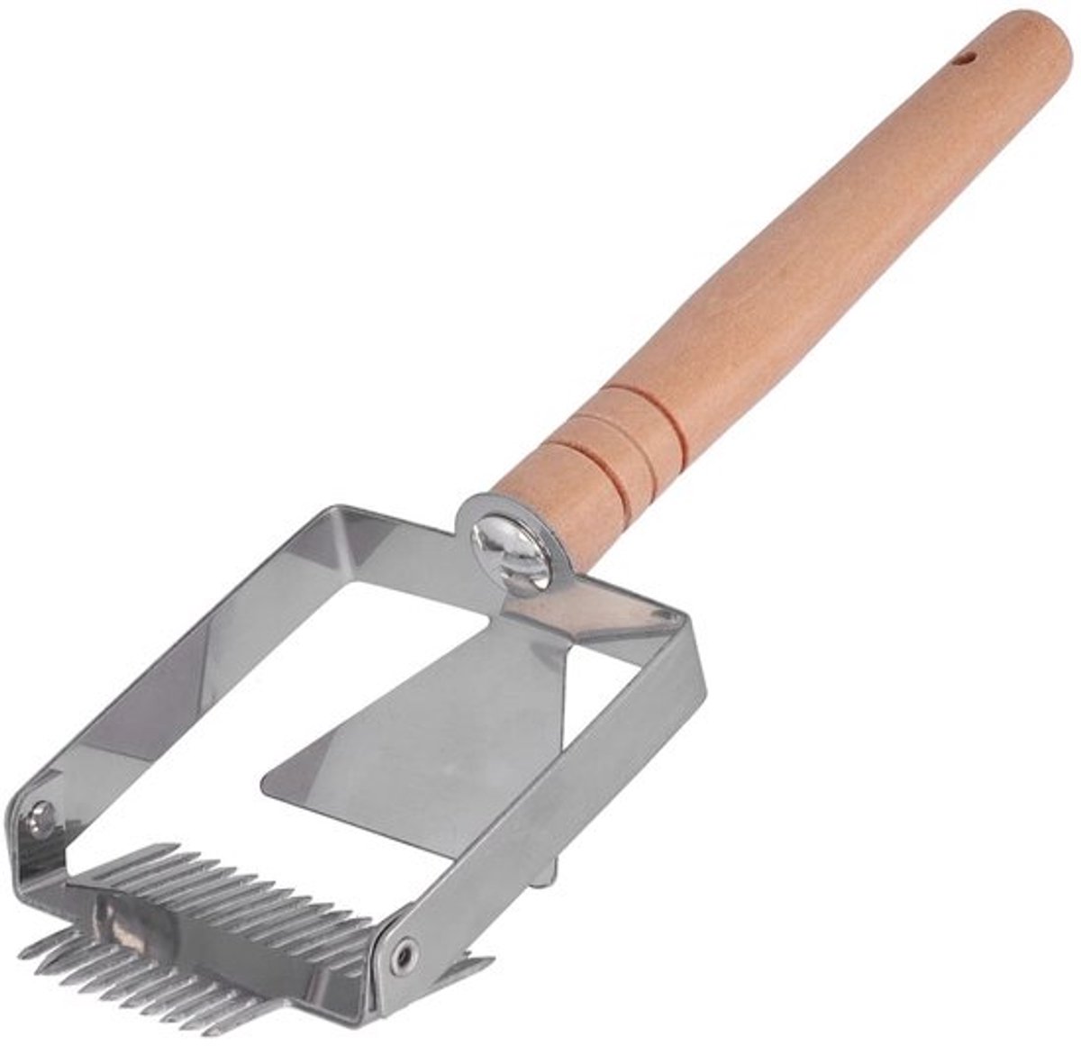 Ontzegel Vork Dubbele Functie - Houten Handgreep - Roestvrij Staal - Bijenteelt Gereedschap - Honing Verzamelen - Lichtgewicht 156G