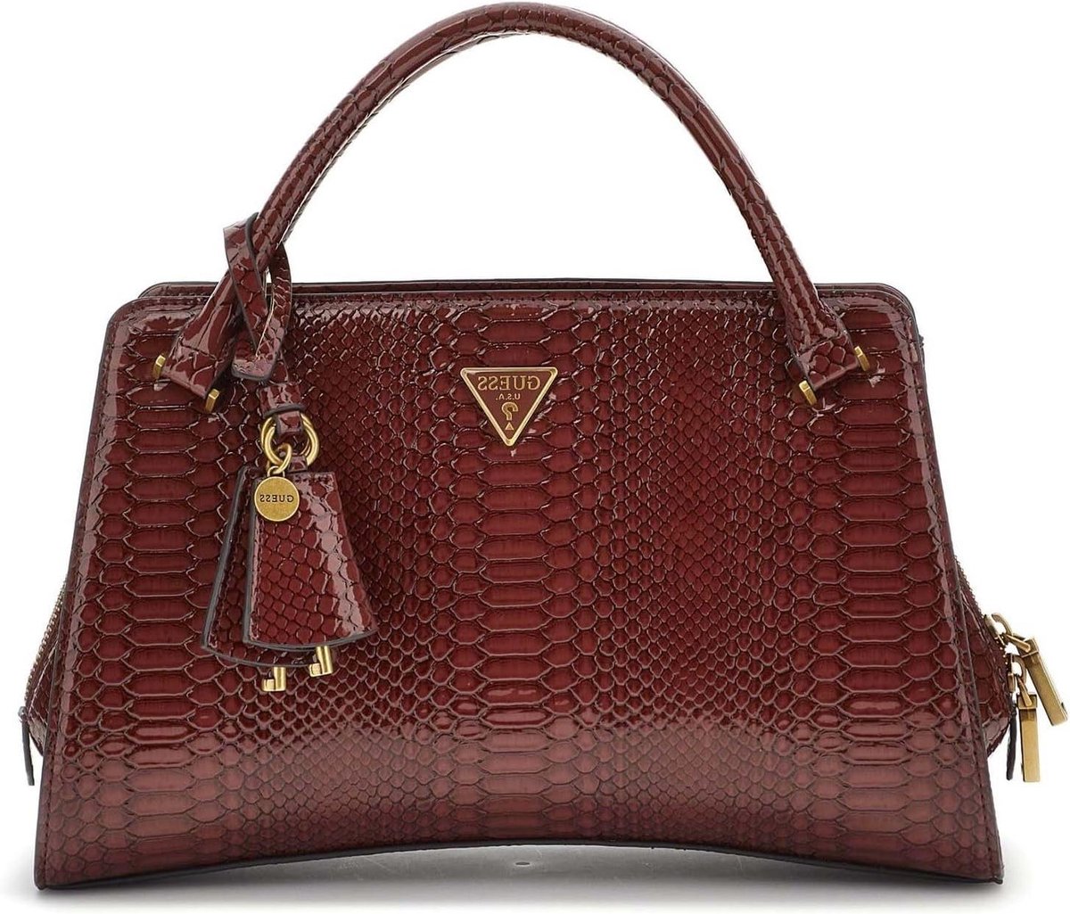 Dames Handtas - Schoudertas Crossbody - Dagelijks Gebruik - Slangenprint Design - 32.5 x 20 x 8 cm - Bordeauxrood