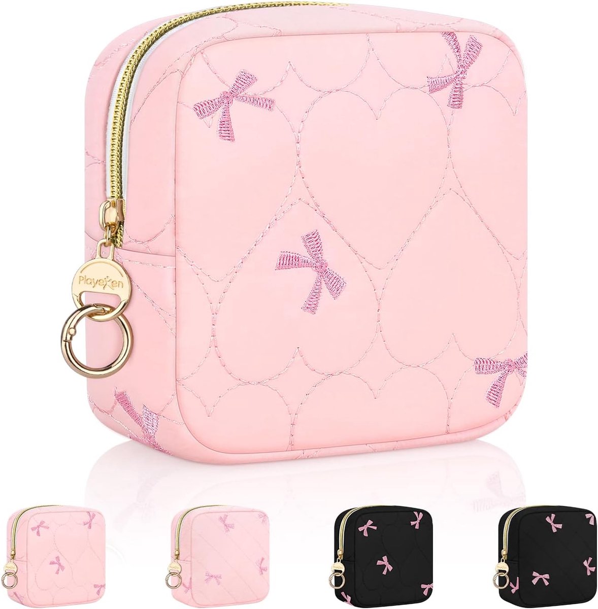 Kleine toilettas voor meisjes - kleine make-uptas voor het opbergen van cosmetica - make-uptas - dames - reisset - benodigdheden - cadeau - vriendin - verjaardag - 12 - 5 x 5 x 12 - 5 cm - B-hart-roze - Make-up kit