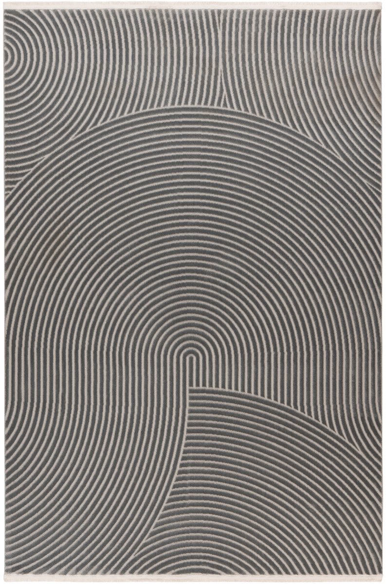 Padiro laagpolig vloerkleed 200 x 290 cm - grijs - modern geometrisch patroon - geschikt voor vloerverwarming - van polypropyleen en polyester