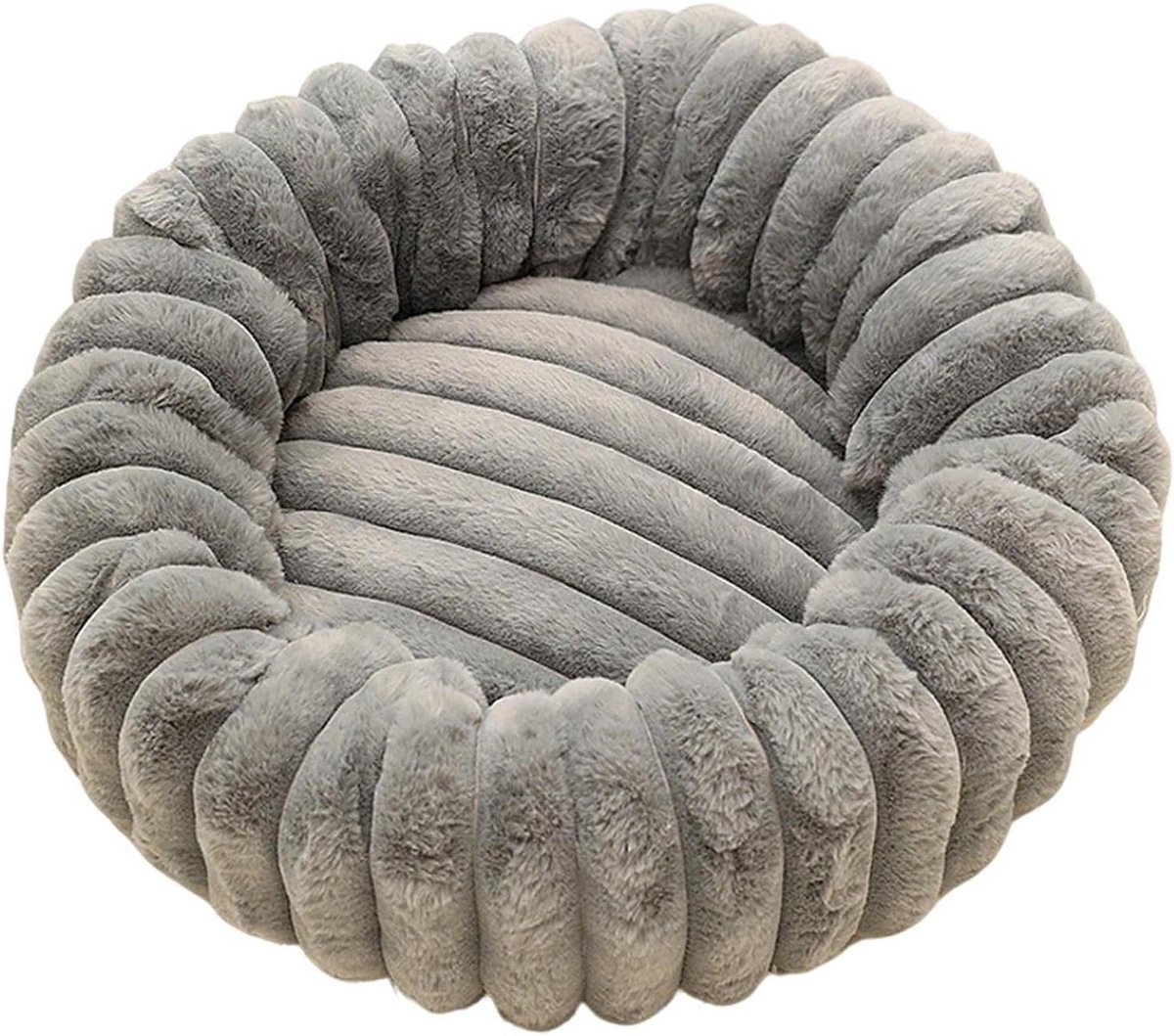 Hondenmand Donut - Huisdierkussen Kattenmand - Kalme Rust - Verhoogd Rond Ontwerp - 40x40CM - Neutrale Kleur
