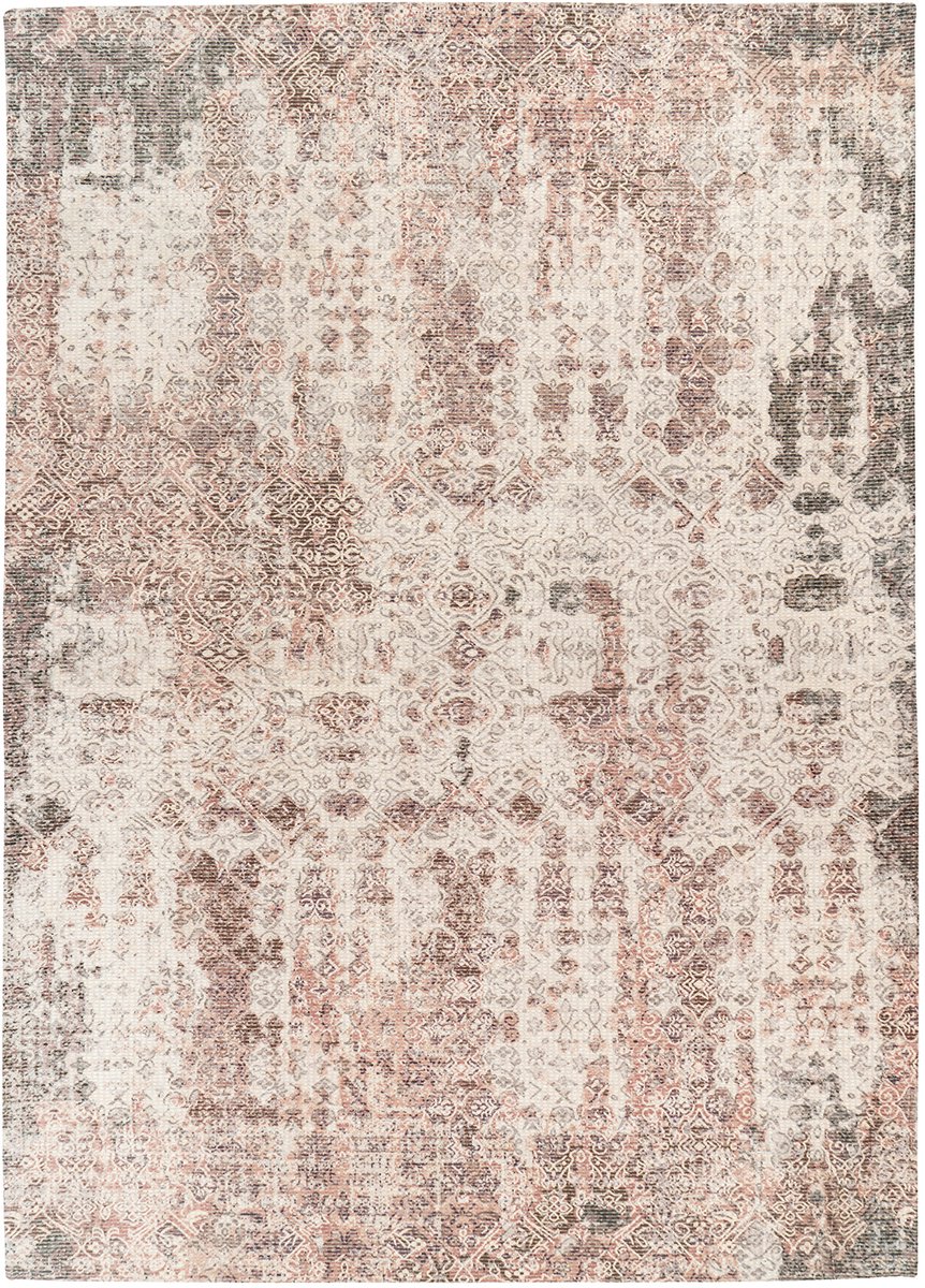 Padiro laagpolig vloerkleed 80 x 150 cm - roest - vintage patroon - geschikt voor vloerverwarming - van katoen en polyester