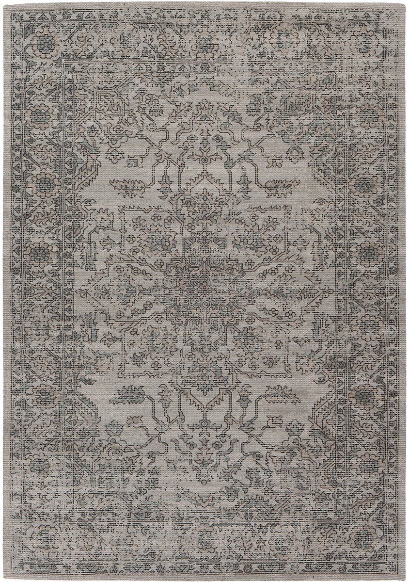 Padiro laagpolig vloerkleed 80 x 150 cm - groen / taupe - modern effen design - geschikt voor vloerverwarming - van katoen en polyester