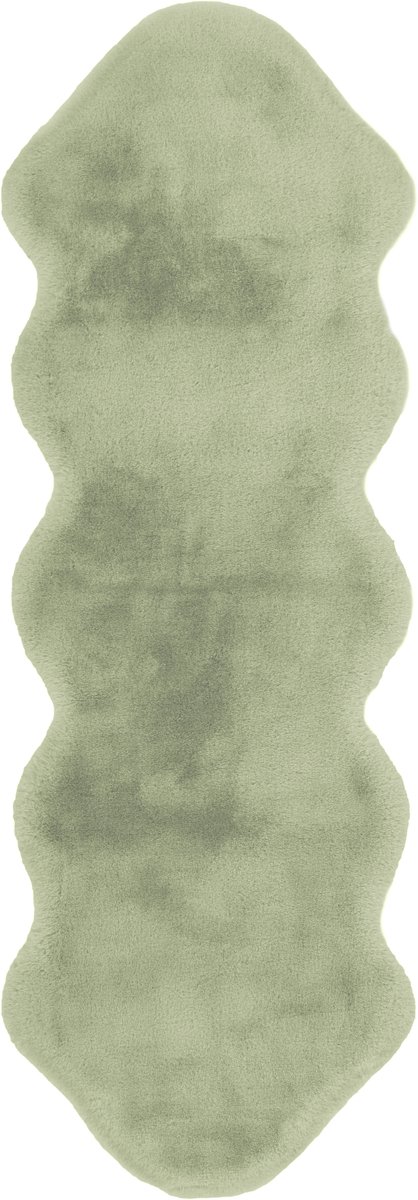 Padiro hoogpolig vloerkleed 60 x 180 cm - mintgroen - modern effen design - geschikt voor vloerverwarming - van polyester