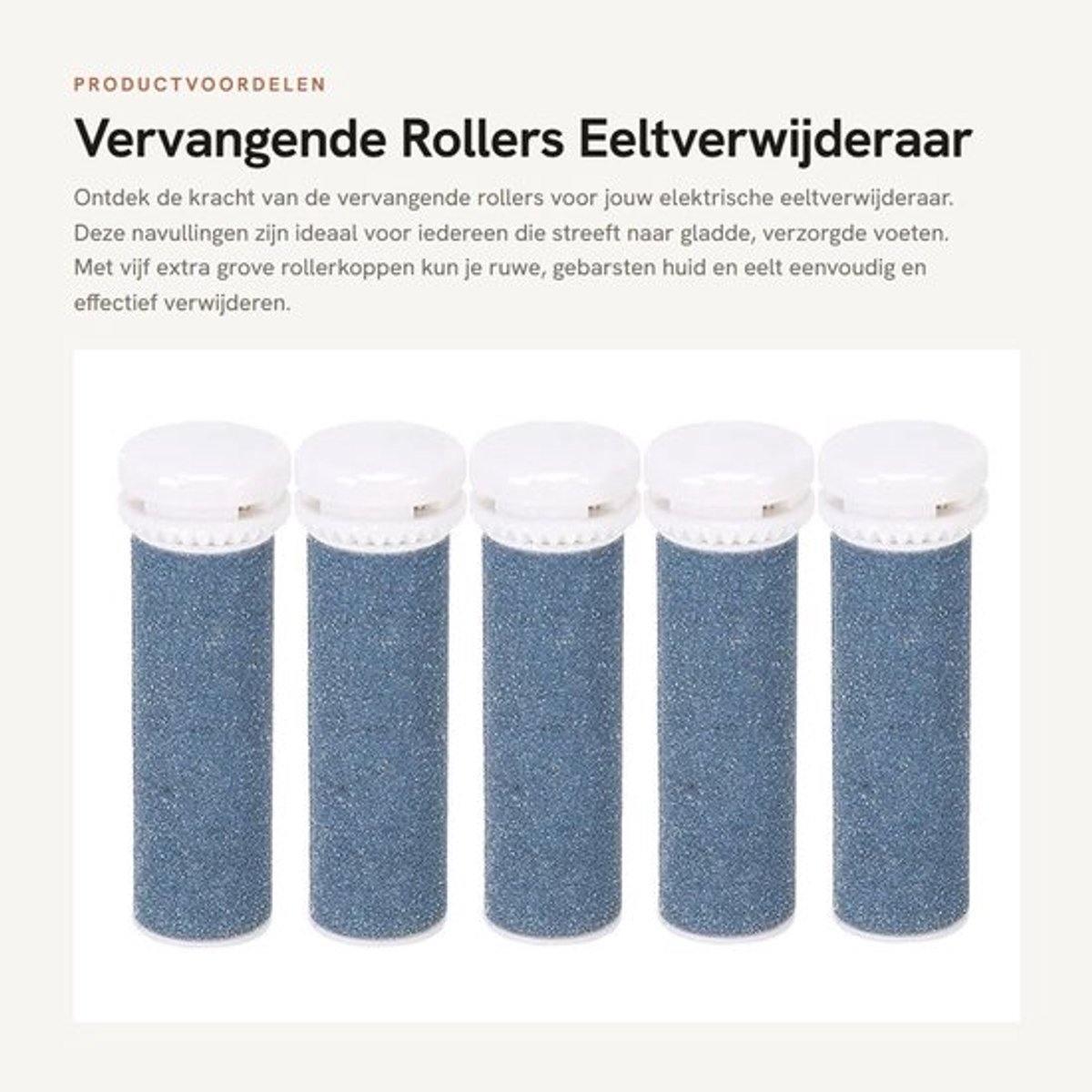 Vervangende Rollers - Eeltverwijderaar - Effectieve Voetverzorging - 5 Extra Grove Navullingen - Gladde Voeten - Geschikt voor Thuisgebru...
