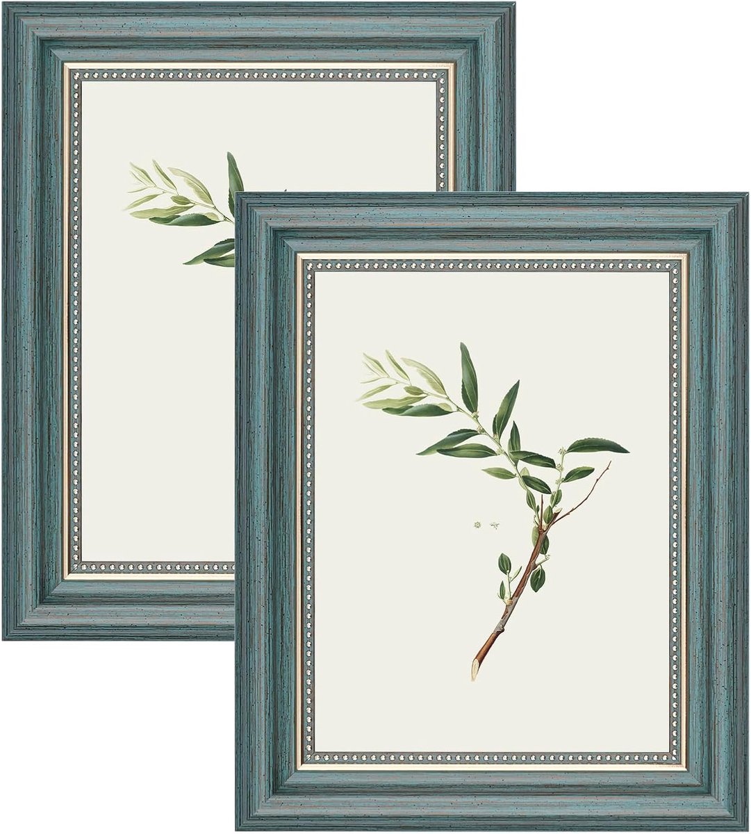 Fotolijst - Vintage Fotolijstjes - Shabby Chic Retro Lijsten - Staand en Hangend - 2 stuks - 15x20 cm - Groen