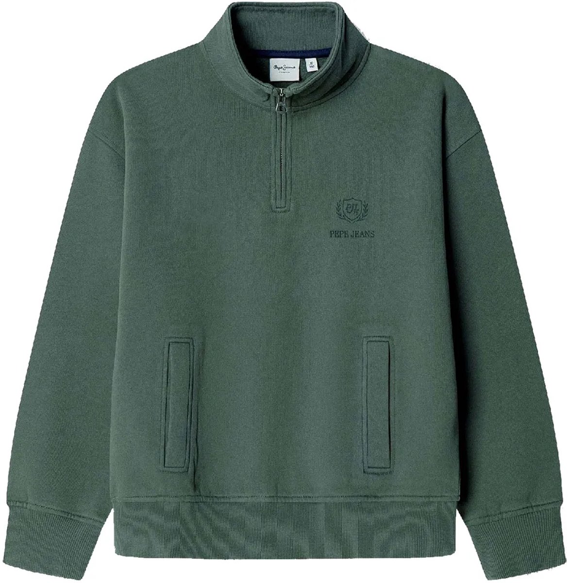 Pepe Jeans Dustine Sweatshirt Met Halve Rits Groen 12 Years Jongen