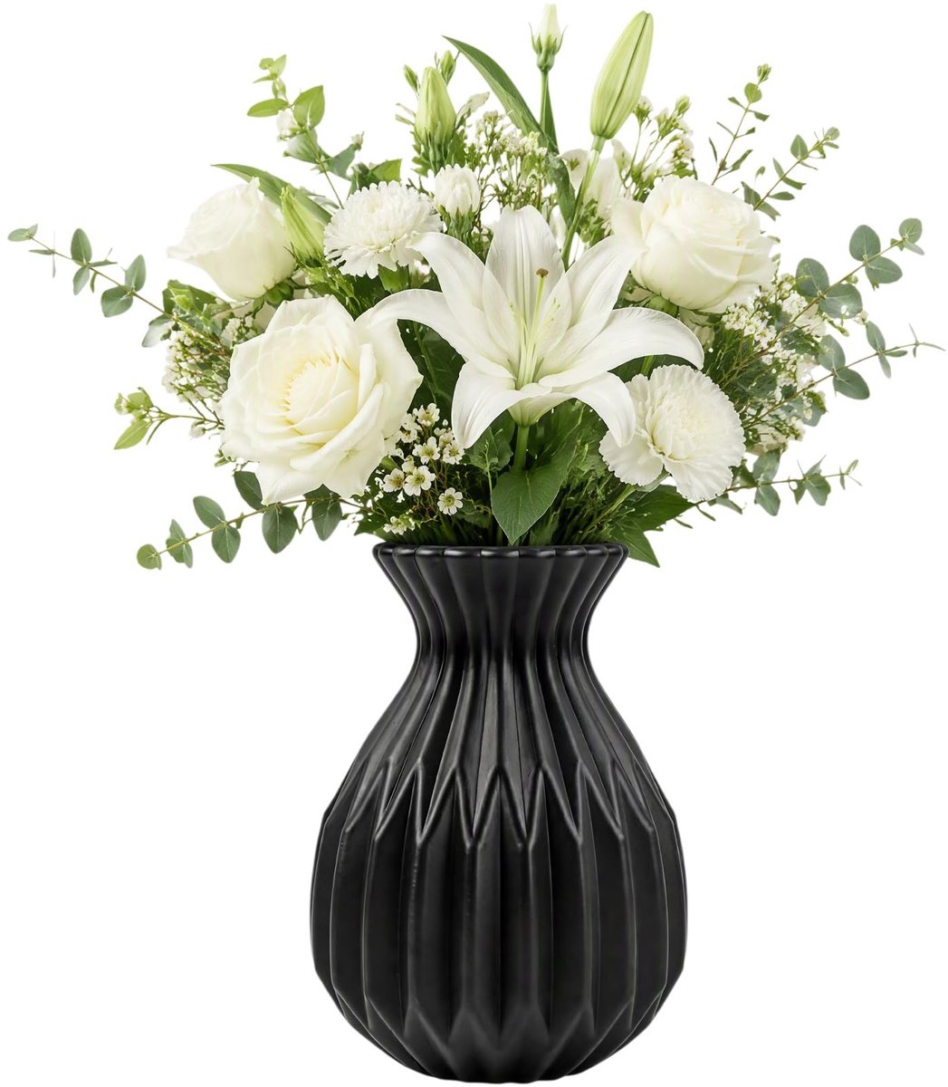 Omgoods - Compacte Zwarte Vaas van PE voor Gedroogde Bloemen