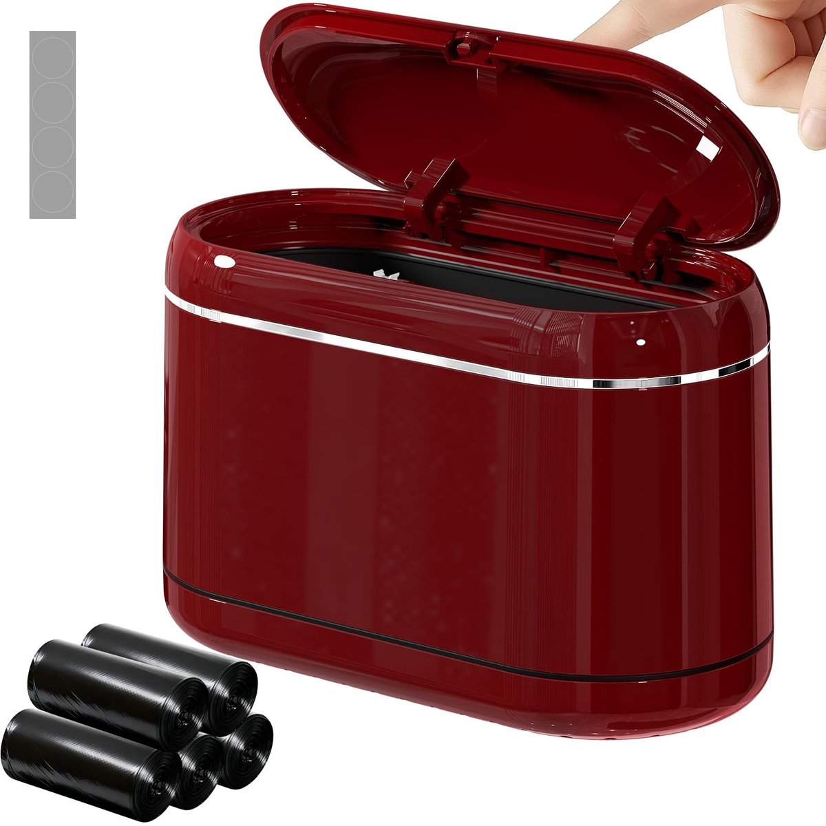 Omgoods - Mini Afvalbak met Deksel voor Bureau of Badkamer, Rood