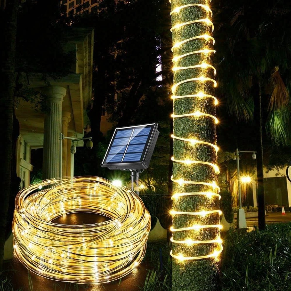 Buitenlampjes - Warmwit - 7 m - Zonne-energie LED Lichtslang - Voor Buitenverlichting en Feestdecoratie
