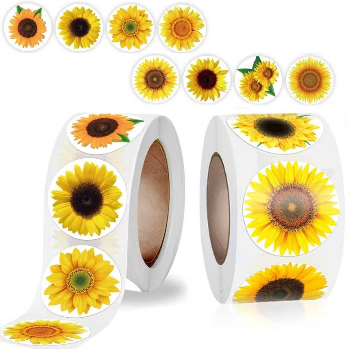 Omgoods - 1000 Zonnebloemstickers voor Decoratie en Creatieve Projecten
