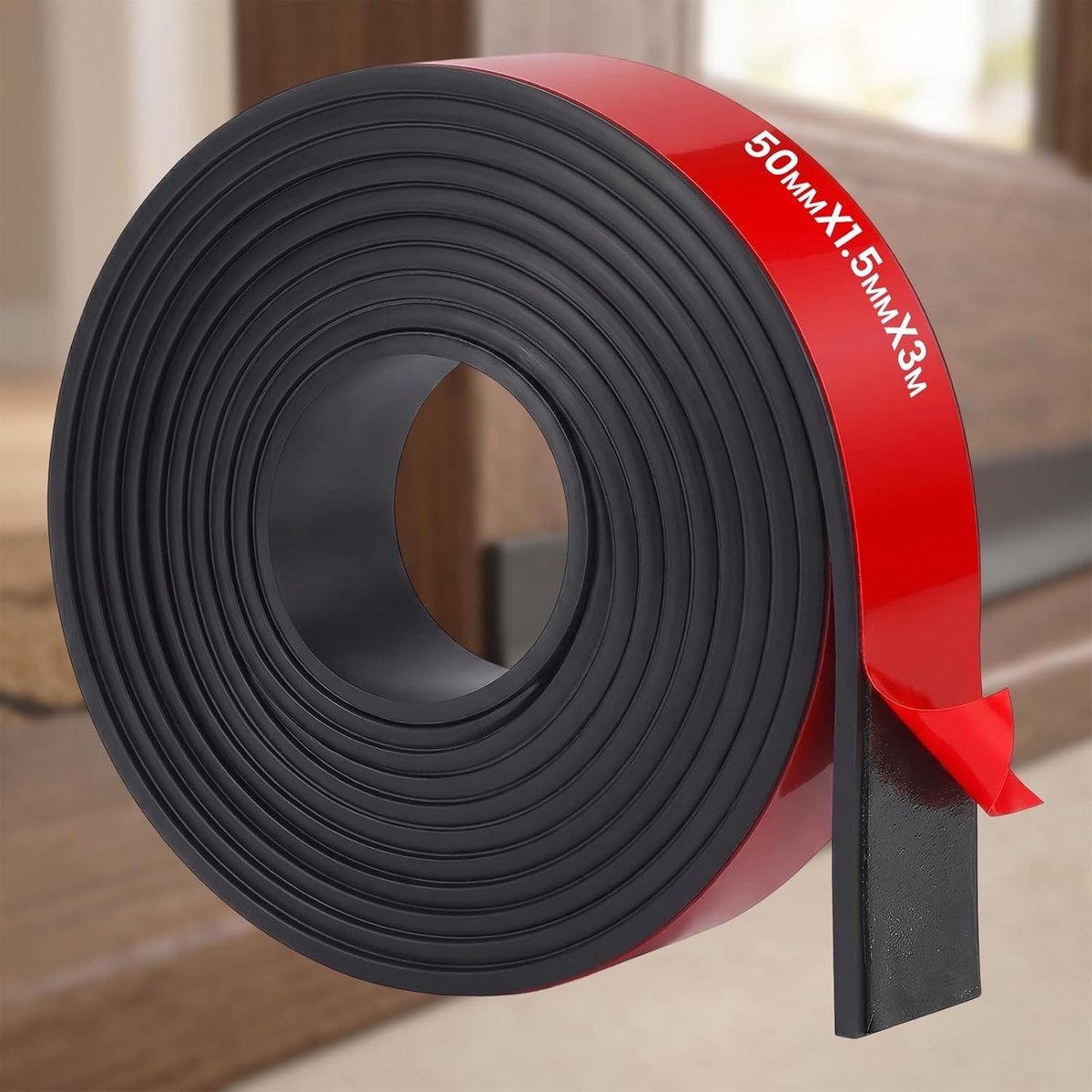 Rubber Strip Lijm voor Geluidsdemping: Voorkom Botsingen met Stevige Rubber Profiel 50mm×1.5mm×3m - Ideaal voor Raam- en Deurafdichting