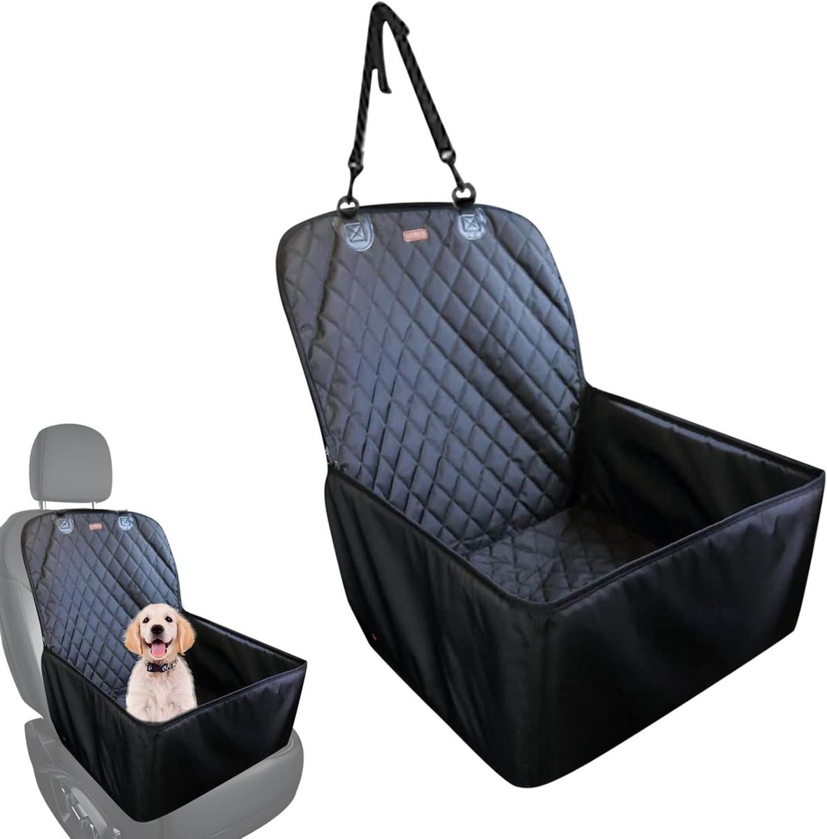 Honden autostoel - Stoelverhoger hond - Veilig reizen - Waterdicht & wasbaar - 42.2 x 33.5 x 8.6 cm - Zwart