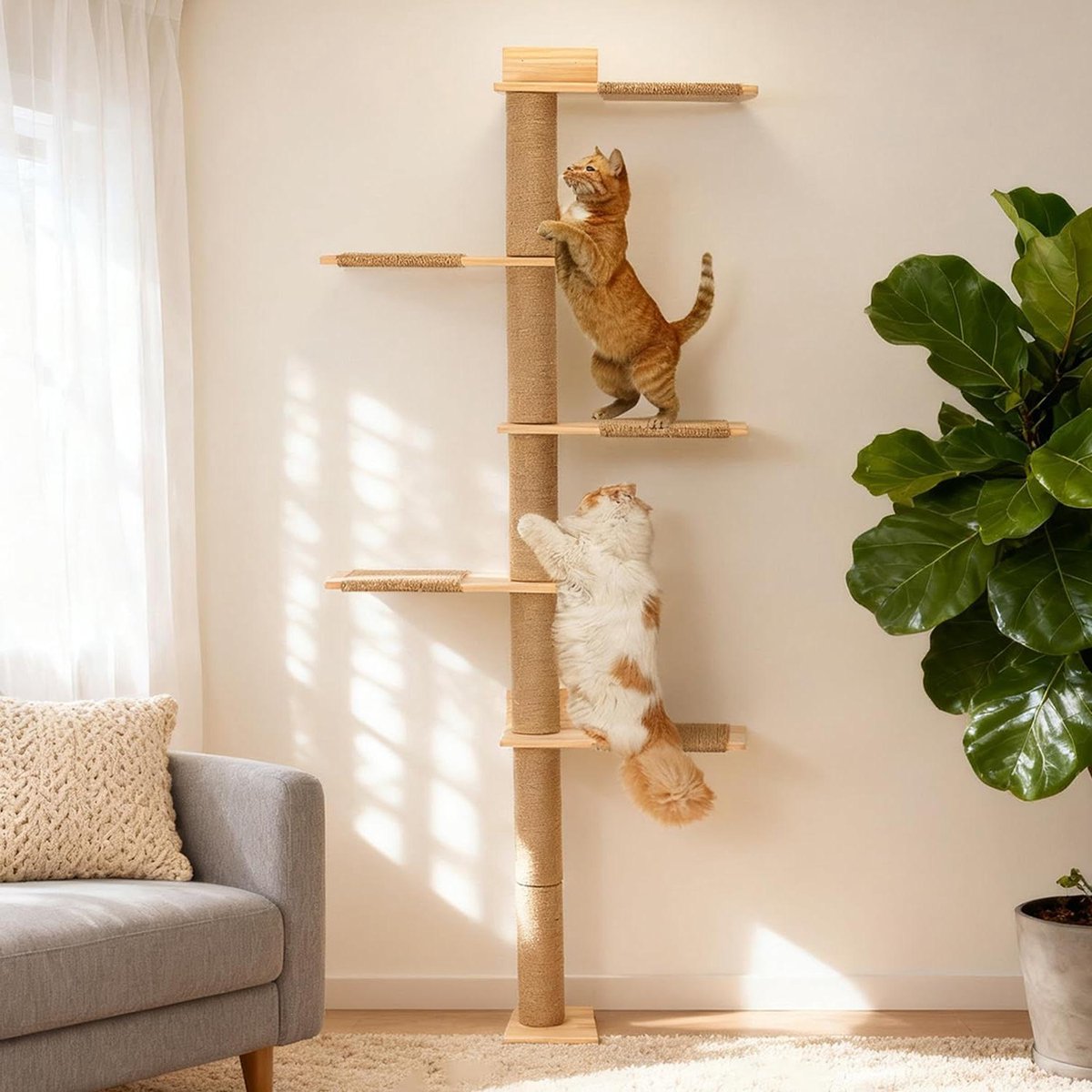 Katten Klimtoren - Kattenhuis - Katten Actief Houden - Horizontale Constructie - 37x19x43 cm - Grijs
