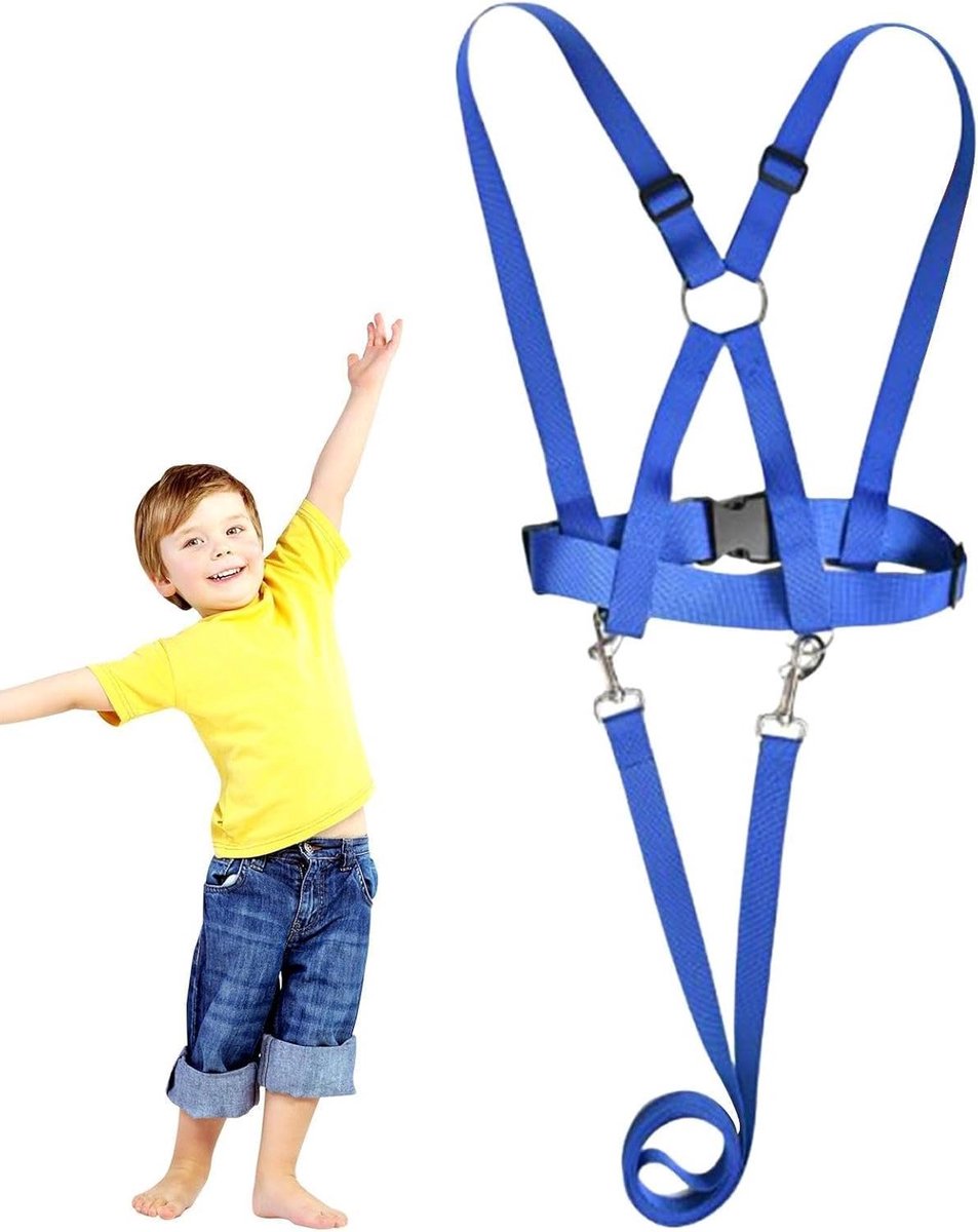 Veiligheidsharnas Kinderen - Kindergordel Loopriem - Buitenactiviteiten Begeleiden - Verstevigde Naden - 200 cm - Blauw