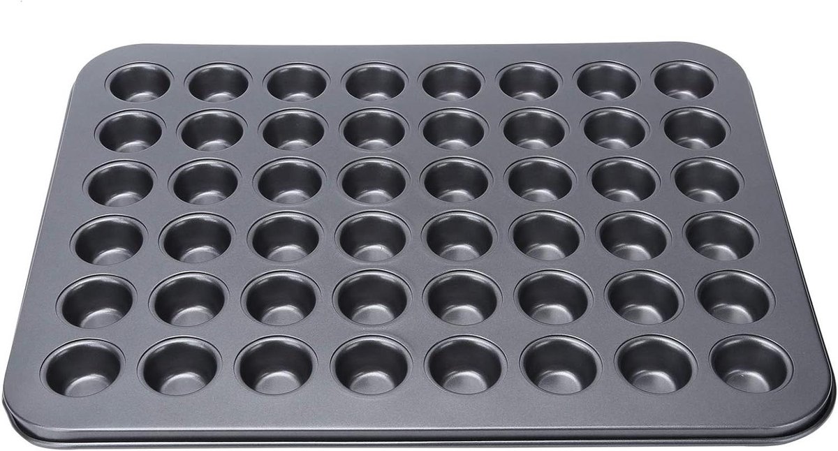 Muffin Bakvorm - Cupcake Blik - Mini Muffins Bakken - 48 Kopjes - 41x32x1 cm - Zwart