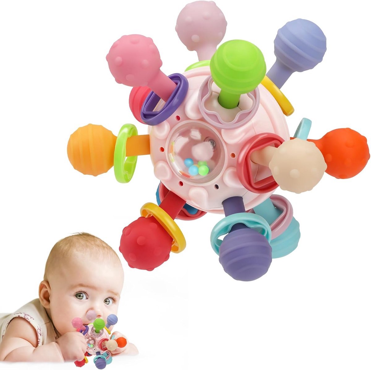 Casalora Baby Bijtspeelgoed & Rammelaar – Sensorisch Speelgoed – 0-12 Maanden – Educatief Grijpspeelgoed – BPA-vrij