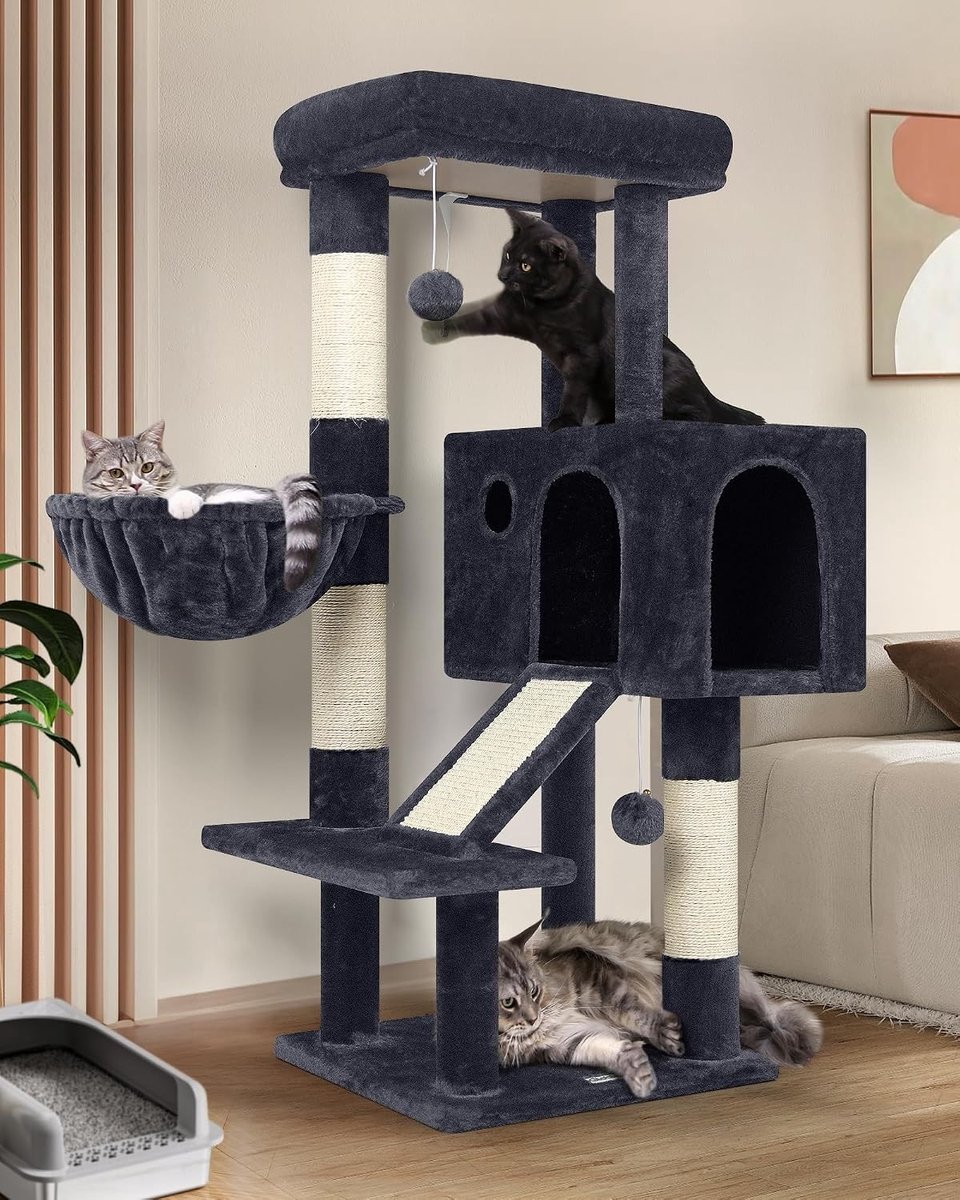 Kattenstoel - Donkergrijs - XL - Stevige krabpaal met sisal krabpalen en kattenhuis - Voor katten