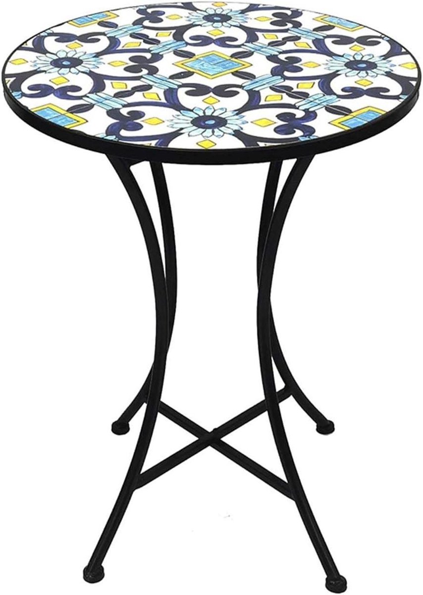 Mozaïek Tafel - Balkontafel Tuintafel - Terras Aankleden - Ster Design - 60 x 70 cm - Blauw