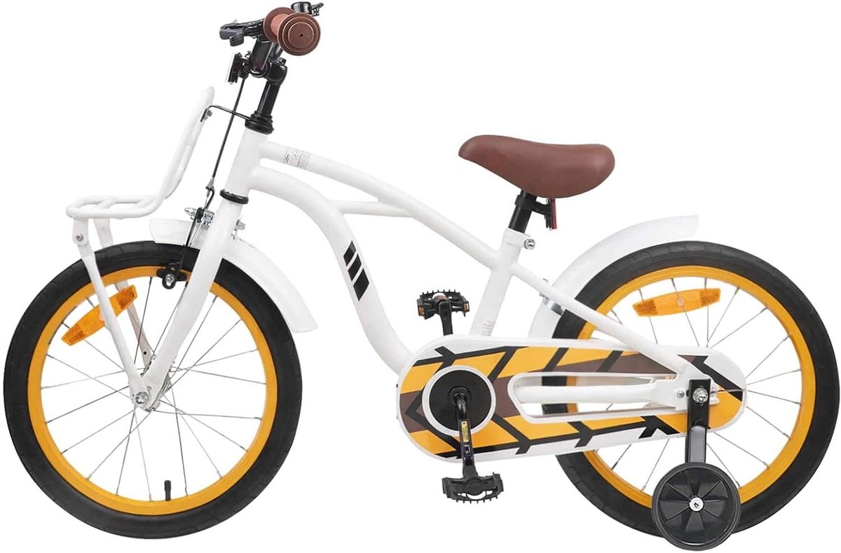Kinderfiets 16 Inch Jeugd Fiets Wegfiets Veilig Fietsen Duurzaam Stalen Frame 16 inch Wit