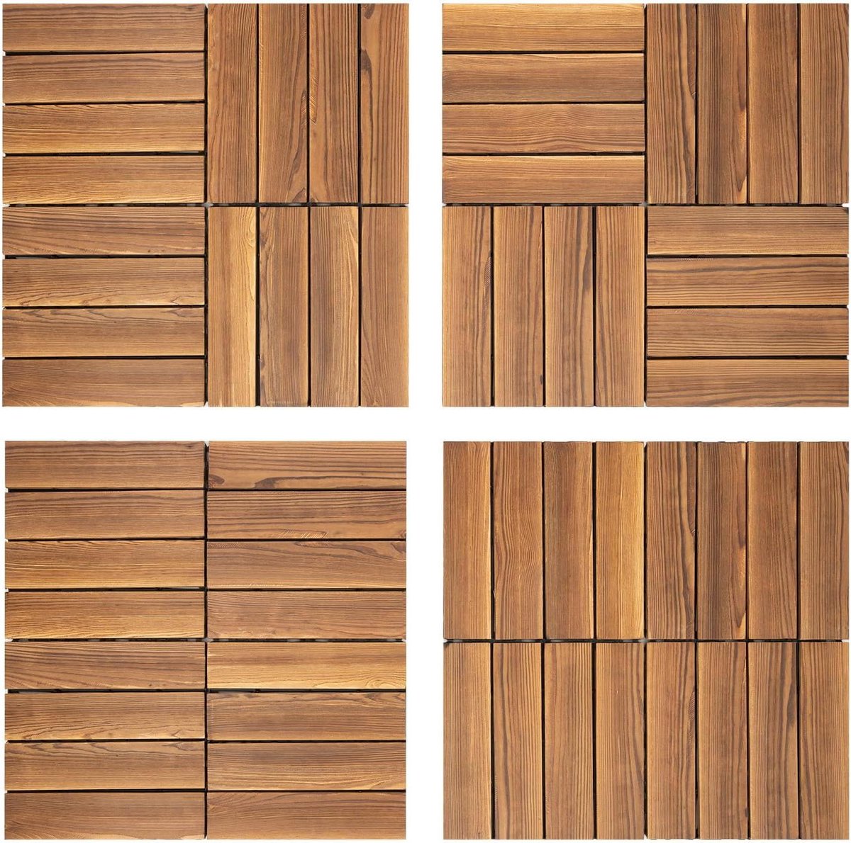Houten Vloertegels - Houtenvloer Balkon - Terras Aankleden - Antislip Lamellenstructuur - 305 x 305 cm - Bruin