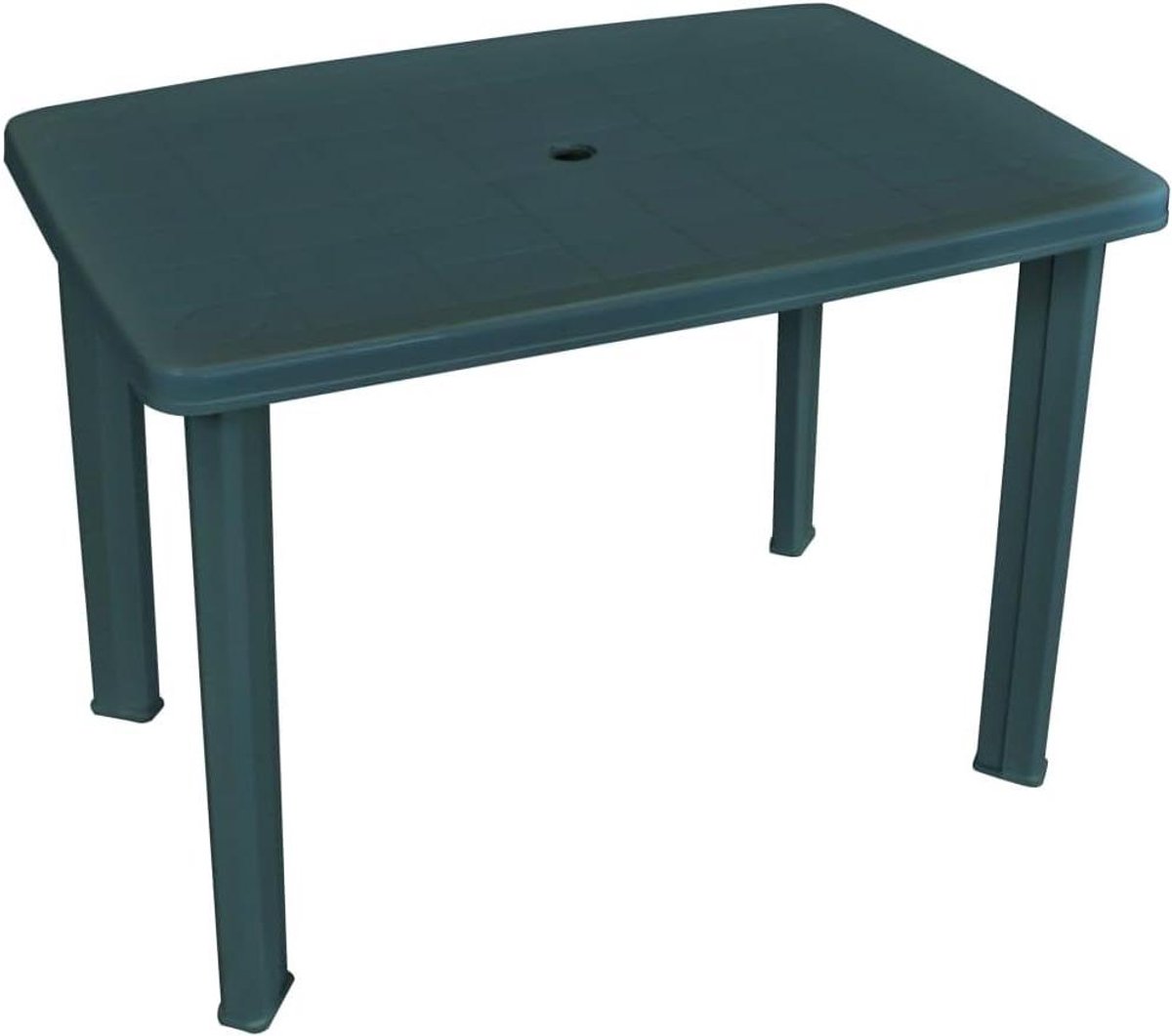 Tuintafel Kunststof - Buitenmeubel - Buiten Eten - Met Parasolgat - 101 x 68 x 72 cm - Groen