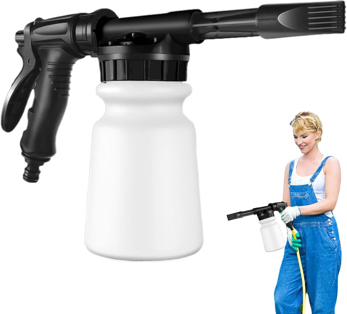 Foam Cannon - Schuimspuit Fles - Auto Wassen - Verbeterde Schuimtechnologie - 1 Liter - Zwart