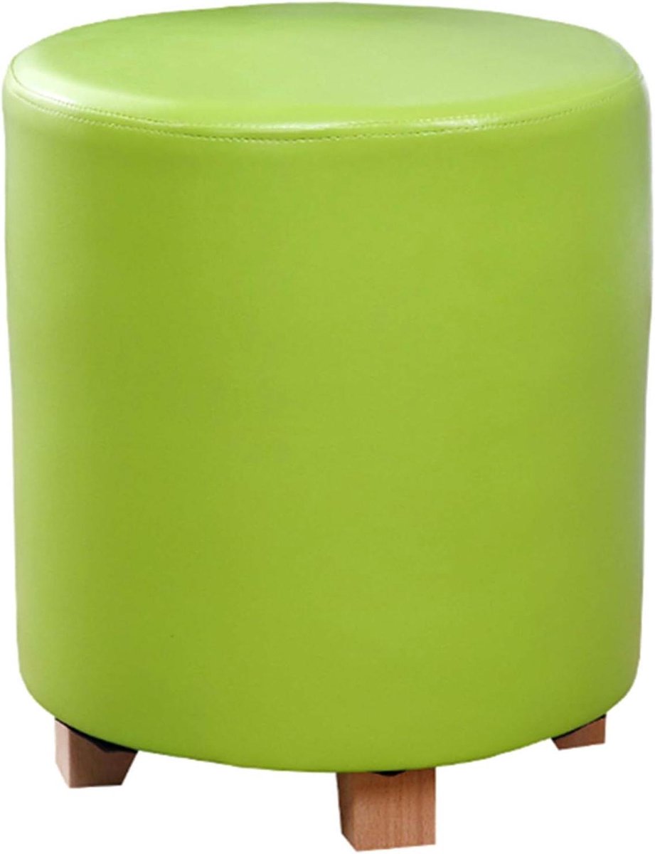 Voetenbank Hout - Poef Kruk - Extra Zitplaats - Gevuld Met Spons - 35x45cm - Groen