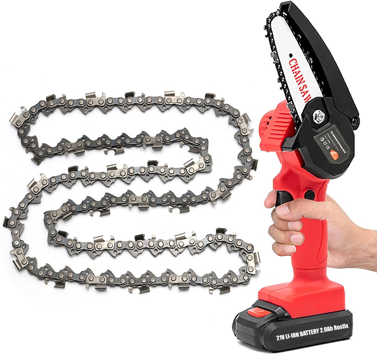 Rosfix Zaagketting 8"" - 65Mn Staal, 3/8"" Pitch - 48 Leiders, 24 Tanden, 1,3mm Groef