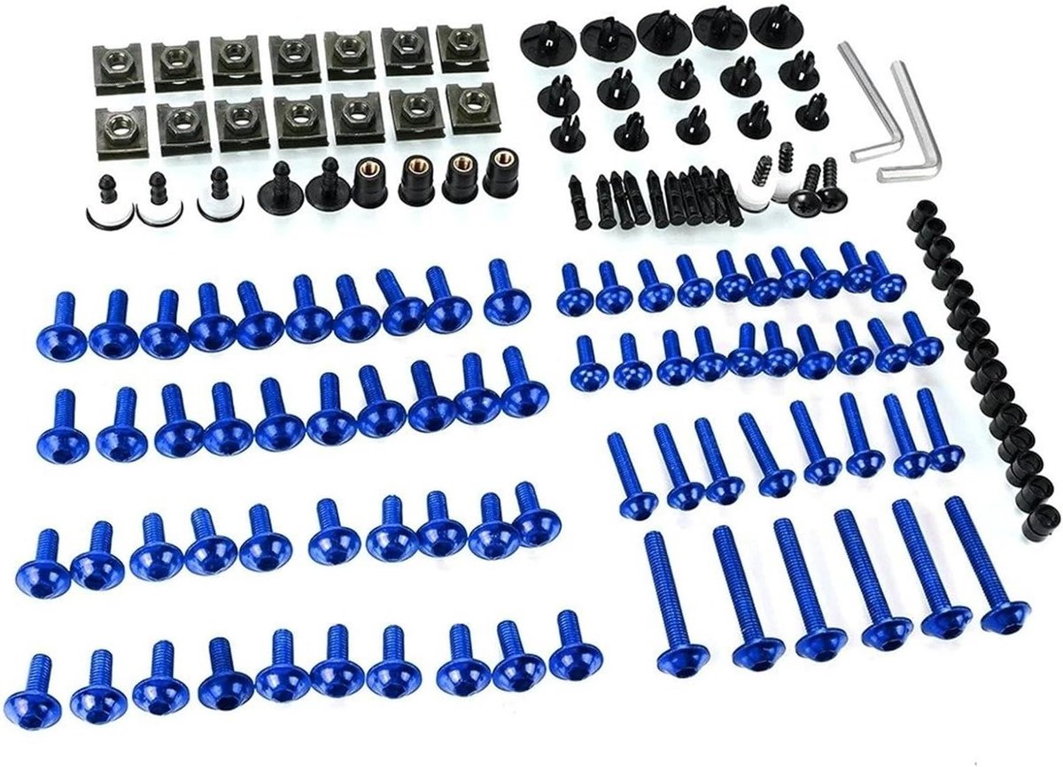 Kuipbouten Set - Carrosserie Schroeven Motorfiets - Onderhoud Motoronderdelen - Roestbestendig Aluminium - 1 Set - Blauw