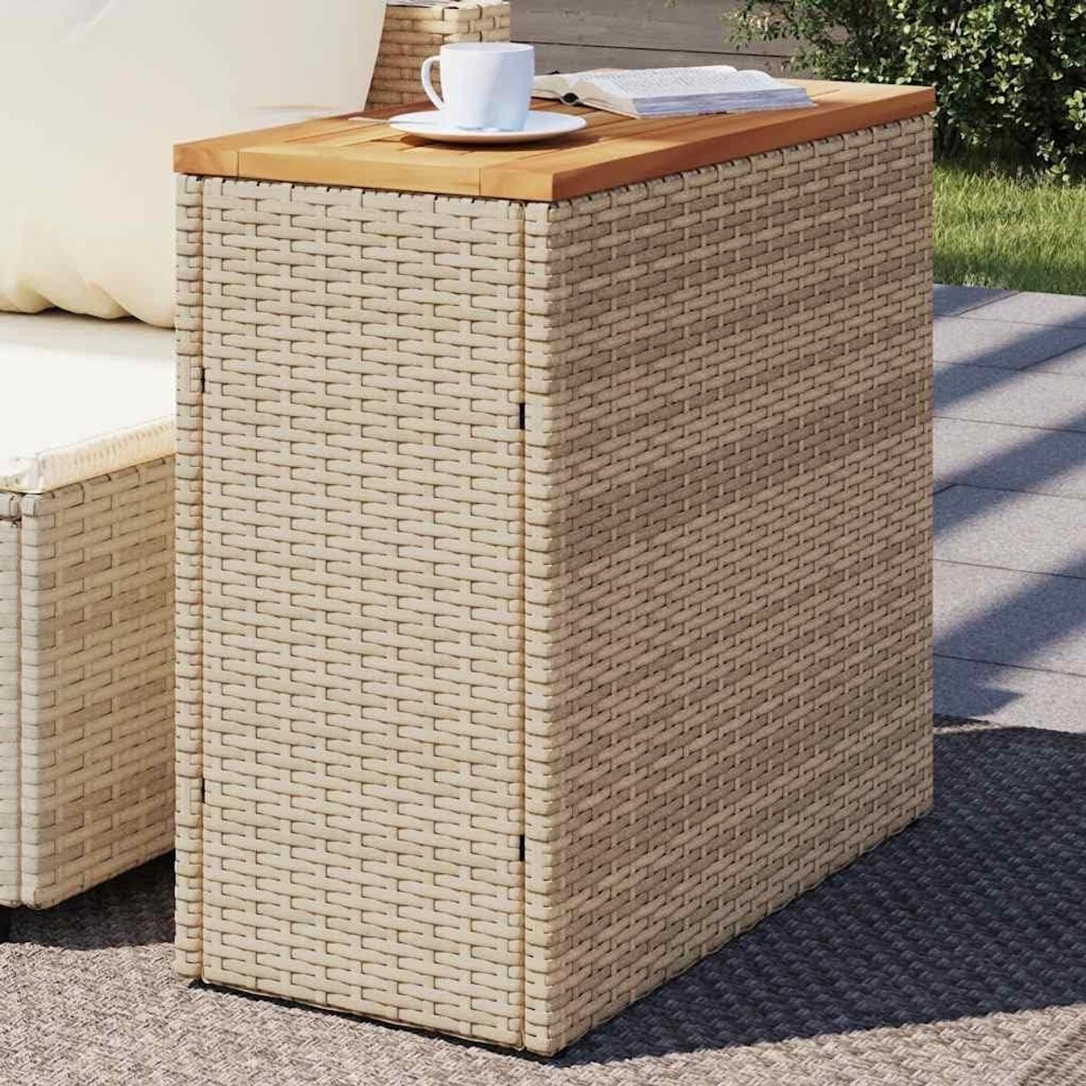 Tuin Tafel - Balkon Tafel - Buiten Ontspannen - Acacia Houten Blad - 58 x 55 cm - Beige Bruin