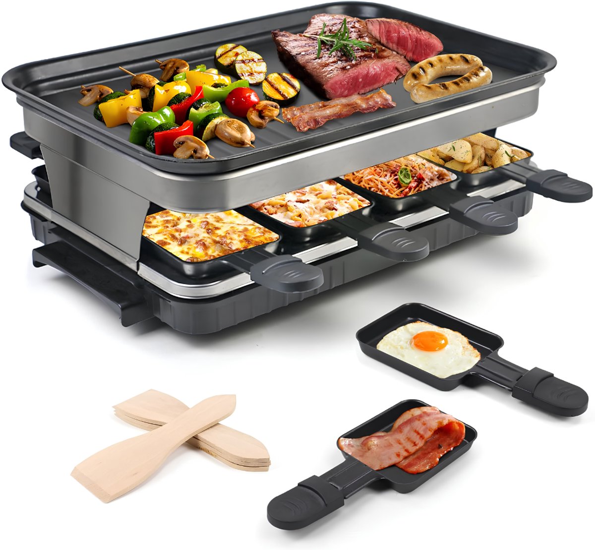Lìon® Gourmetstel - Bakplaat - Grill and Bakplaat - Zwart - 28cm x 42cm x 15cm