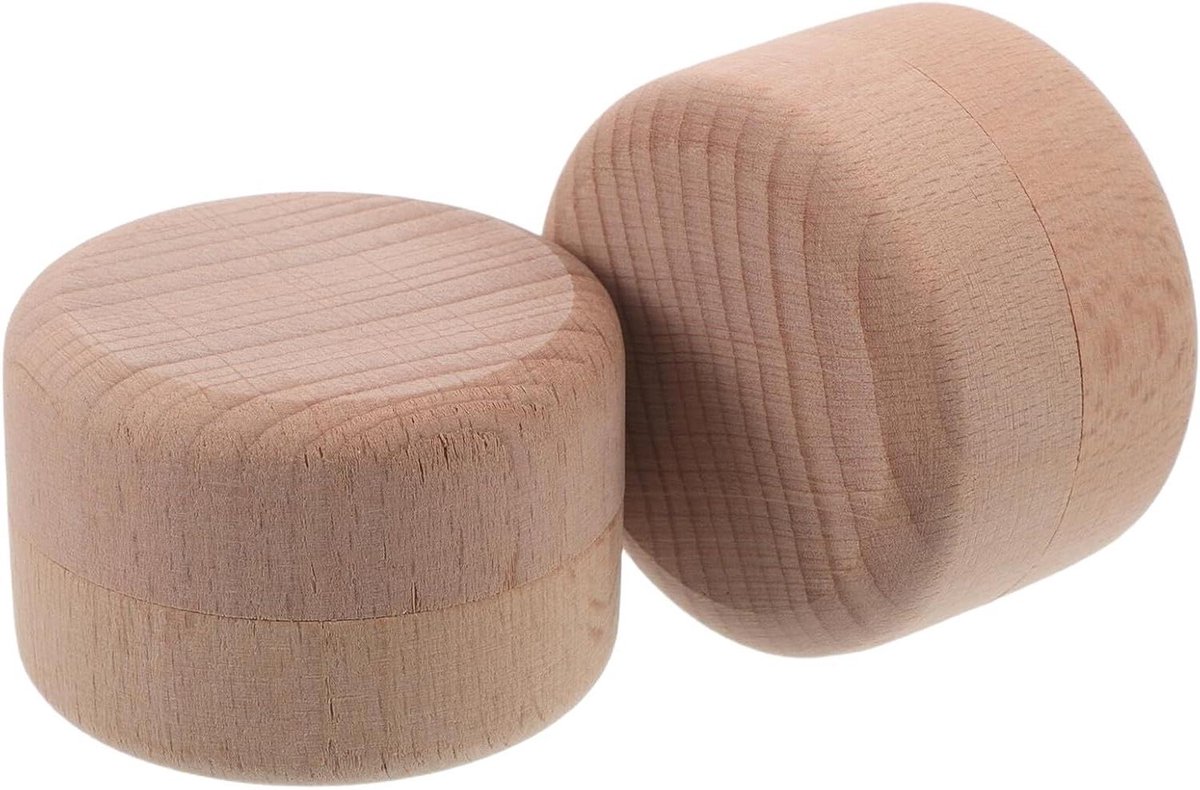 Houten Sieraden Doosjes - Mini Opbergdoosjes - Sieraden Opbergen - Met Deksel - 45 x 45 x 35 mm - Lichtbruin