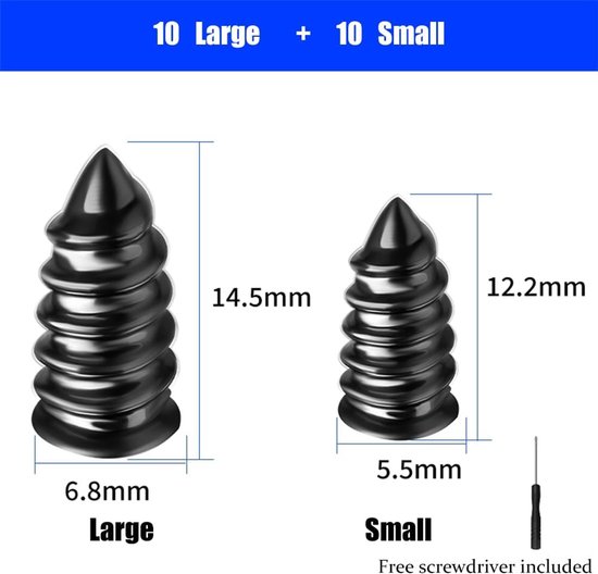 Bandenreparatieset - Reparatiespijkers - Band Lekken Dichten - Twee Maten - 10 Groot + 10 Klein - Zwart — afbeelding 4
