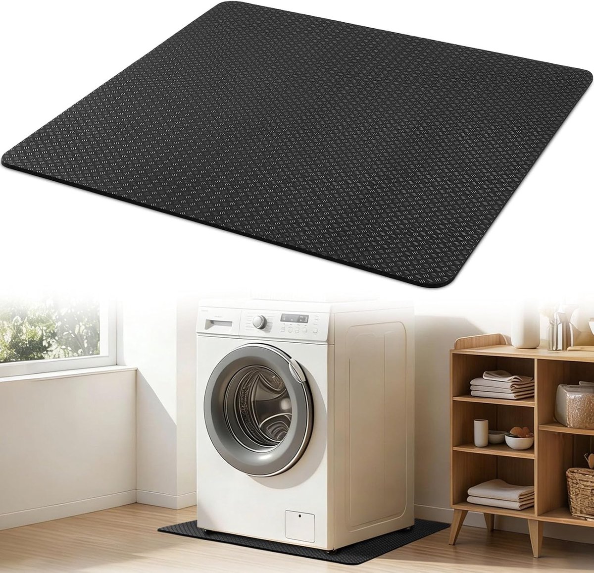 Wasmat – 60x60 cm – Antivibratie – PU – Dubbelzijdig Antislip – Geluiddempend – Voor Wasmachine & Droger