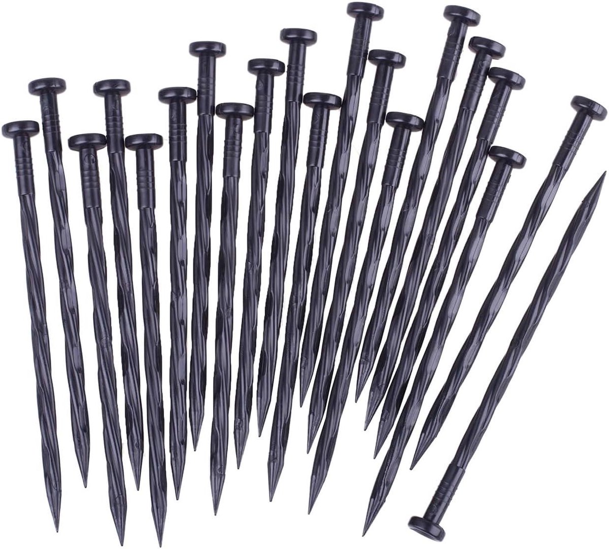 Landschapsranden Spikes - Tuin Verankering - Tuinranden Bevestigen - Spiraal Ontwerp - 50 stuks 8 inch - Zwart