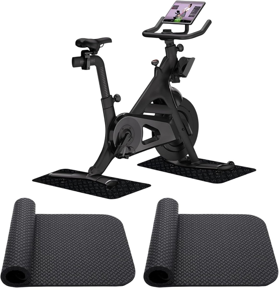 Set van 2 Beschermmatten voor Fietstrainers - Antislip, Omkeerbaar en Geschikt voor Houten Vloeren en Tapijt, Ideaal voor Thuis Fitness en Sportactiviteiten