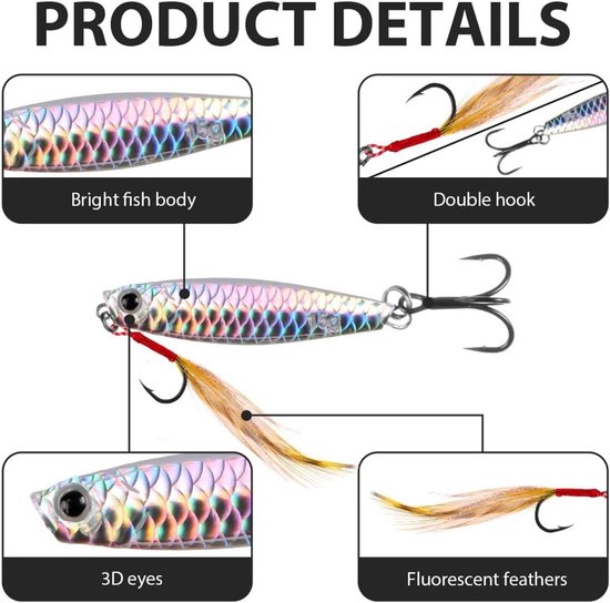 Mackerel Aas voor Zeevissen, Spinners met Veertjes, Vissen Lures voor Makreel, Baars en Forel Vissen met Driehaaksystemen — afbeelding 2