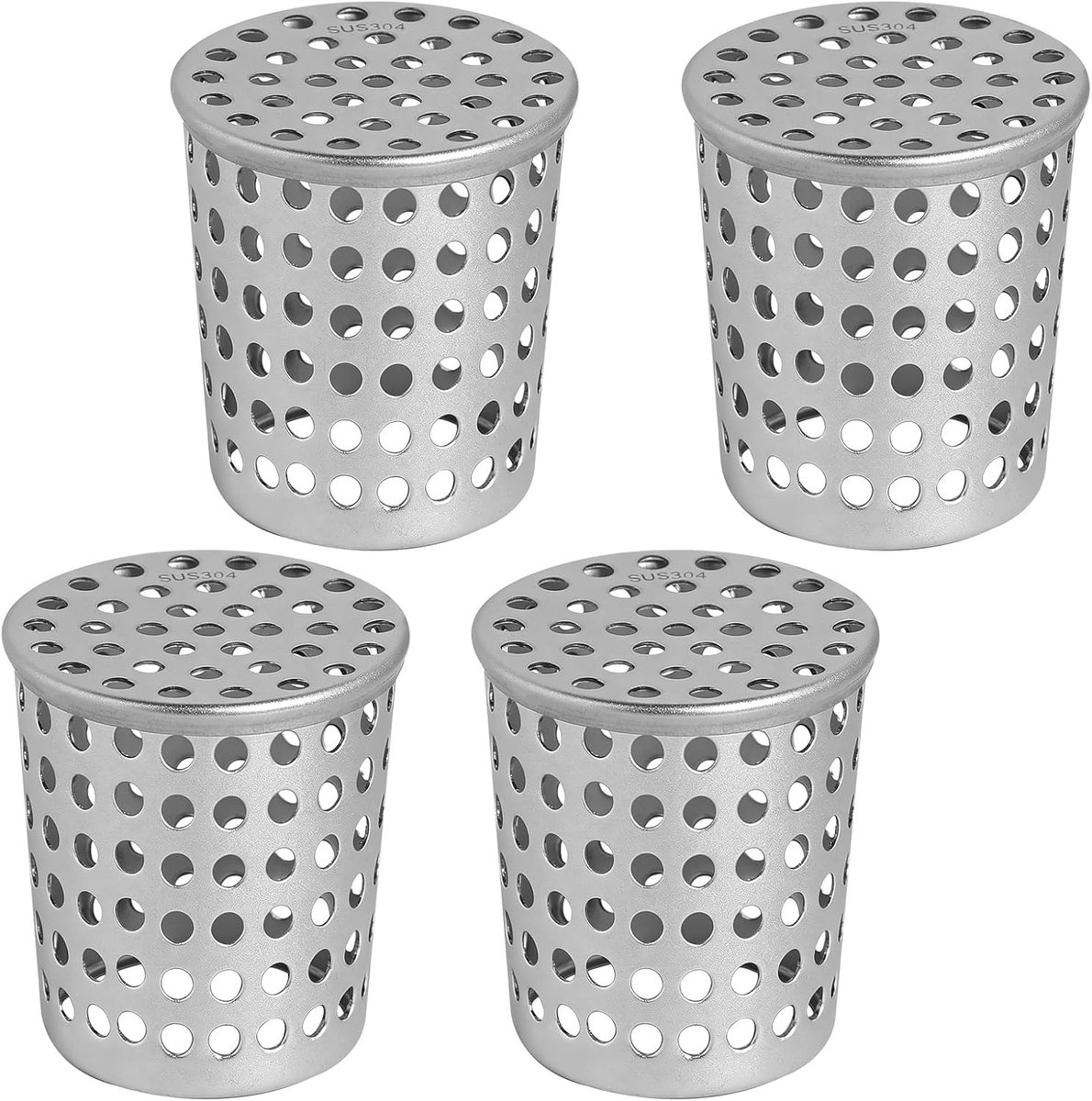 Set van 4 RVS Afvoerbuizen Beschermers, 50-63 mm, Gootfilter, Bladbescherming voor Buiten, Terras en Plat Dak