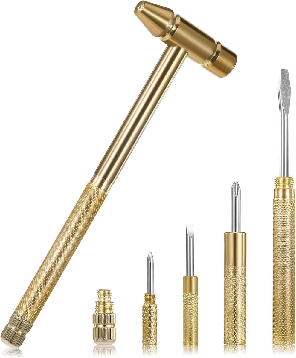 Compacte 6-in-1 Mini Hamer met Slotted Head, Phillips Schroevendraaier en Klauwhamer - Veelzijdige Gereedschap voor Thuis en Buiten, Ideaal voor Klussen en Reparaties