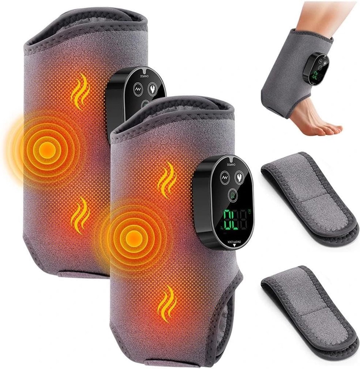 Voetmassageapparaat - Grijs - 28 x 25 x 4,5 cm - Draadloos met 6 Temperatuurniveaus en 3 Modi - Voor Thuisgebruik