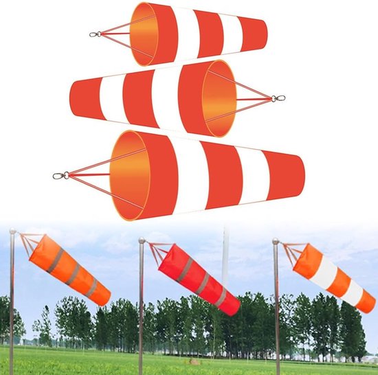 Windzak - Windmeter Windvaan - Windrichting Meten - Hoge Zichtbaarheid - 80 cm - Rood Wit — afbeelding 3