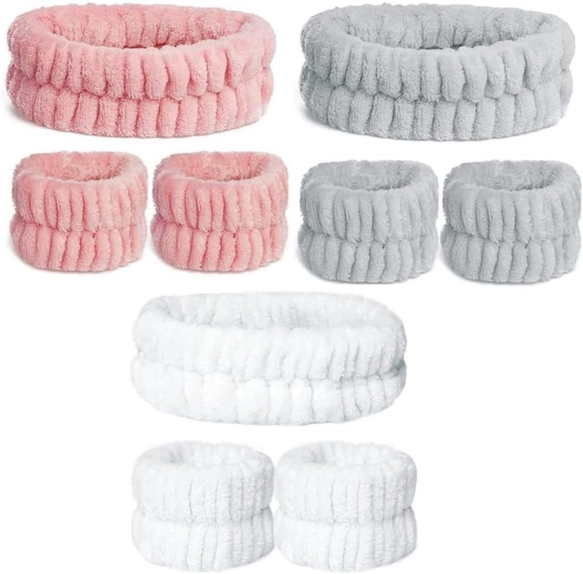 Zachte Microfiber Make-up Wrist Wraps en Spa Hoofdband, Absorberende Polsbanden voor Dames en Meisjes, Set van 9 voor Badkamergebruik