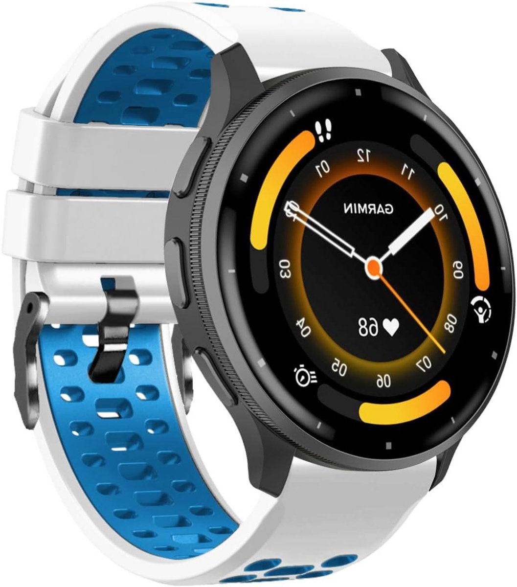 Horlogebandje Siliconen - Vervangende band - Dagelijks Gebruik - Quick Release Systeem - 22 mm - Witblauw