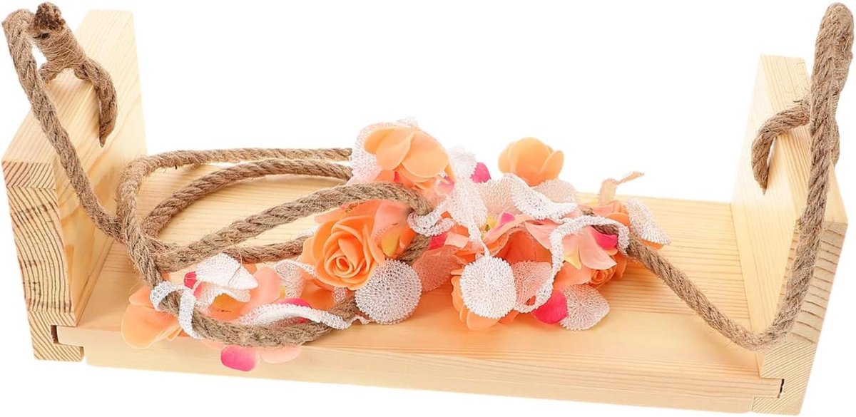 Houten Baby Swing - Baby Schommel - Baby Fotoshoot - Handgemaakt Vakmanschap - 30 x 13 x 10 cm - Khaki