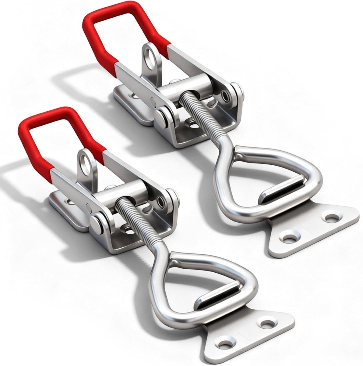 Spansluiting Roestvrij Staal - Kistsluiting Hendel - Kasten Sluiten - Verstelbaar met Sleutelgat - 150-170 mm - Zilver Rood