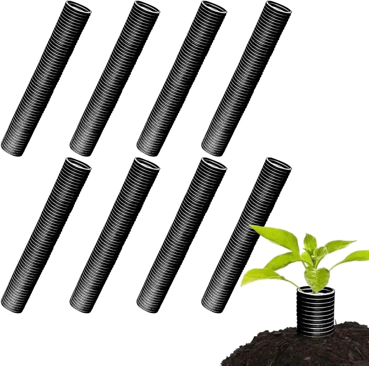 Boomstam Beschermers - Boom Bescherming Stamhoes - Bescherming Jonge Bomen - Scheurbestendig PE Materiaal - 8 Stuks - Zwart