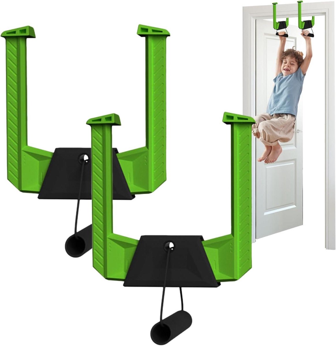 Pull-up Bar - Deurstang Fitnessapparaat - Krachtraining Thuis - Geen Boor Installatie - Verstelbaar - Groen